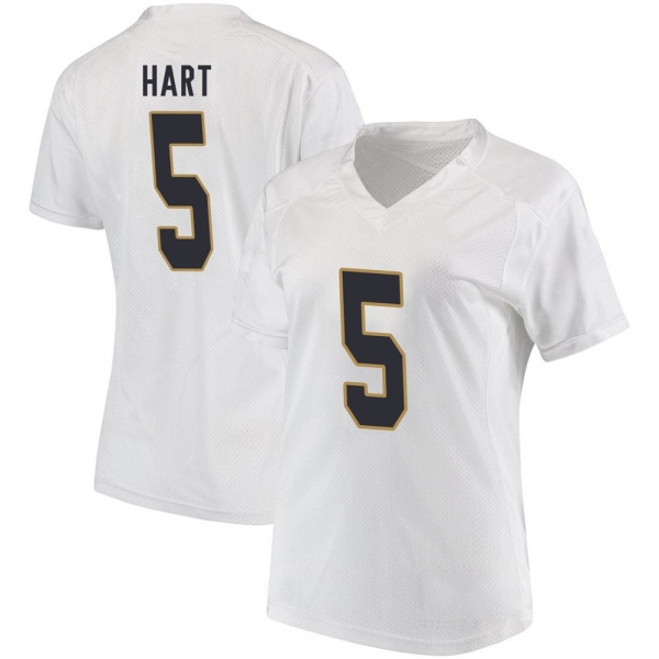 Cam Hart Notre Dame Fighting Irish NCAA Women's #5 White Game College Stitched Football Jersey JTR0555VA